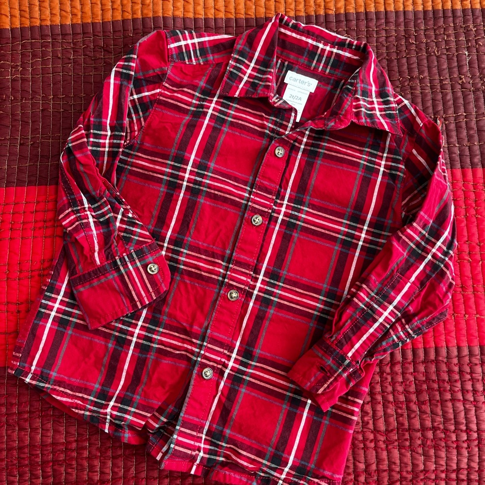 Carter's Toddler Red Plaid Button-Down Shirt